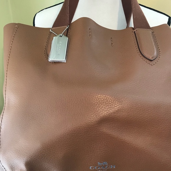 COACH Leather Derby Tote Saddle Brown - Picture 3 of 7